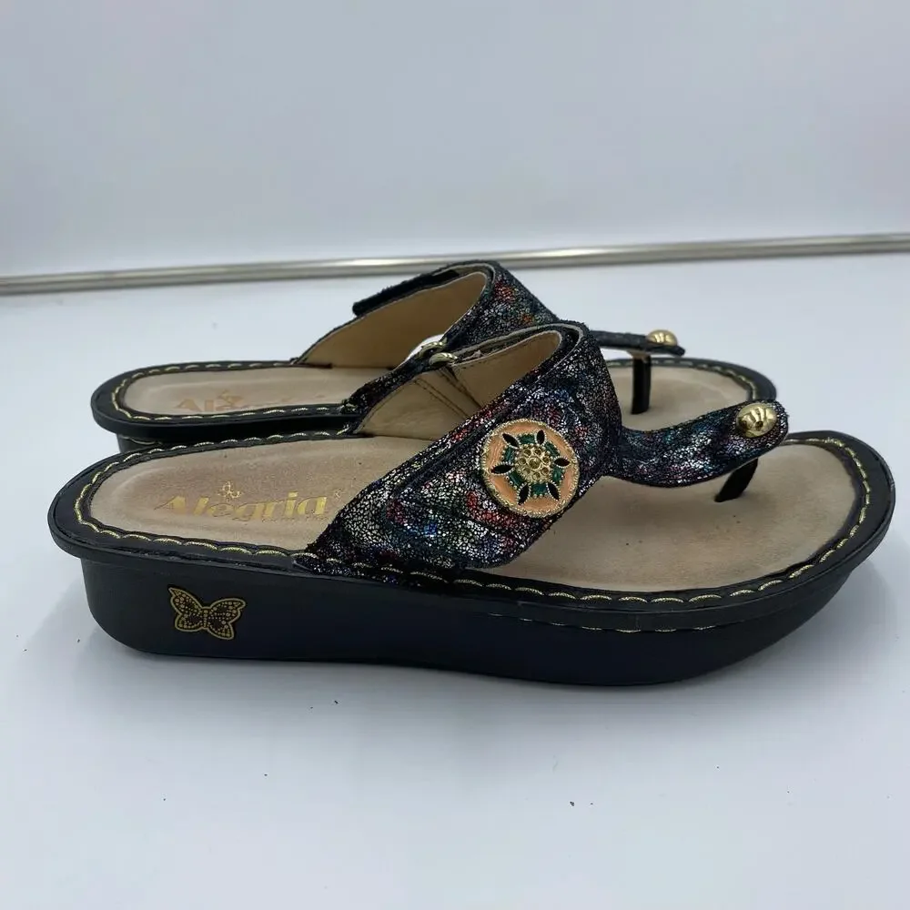 Alegria Women's Multicolor Metallic Carina Veranda Slip On Sandals Size 37